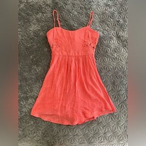 Anthropologie Socialite Dress Coral Orange Embroidery